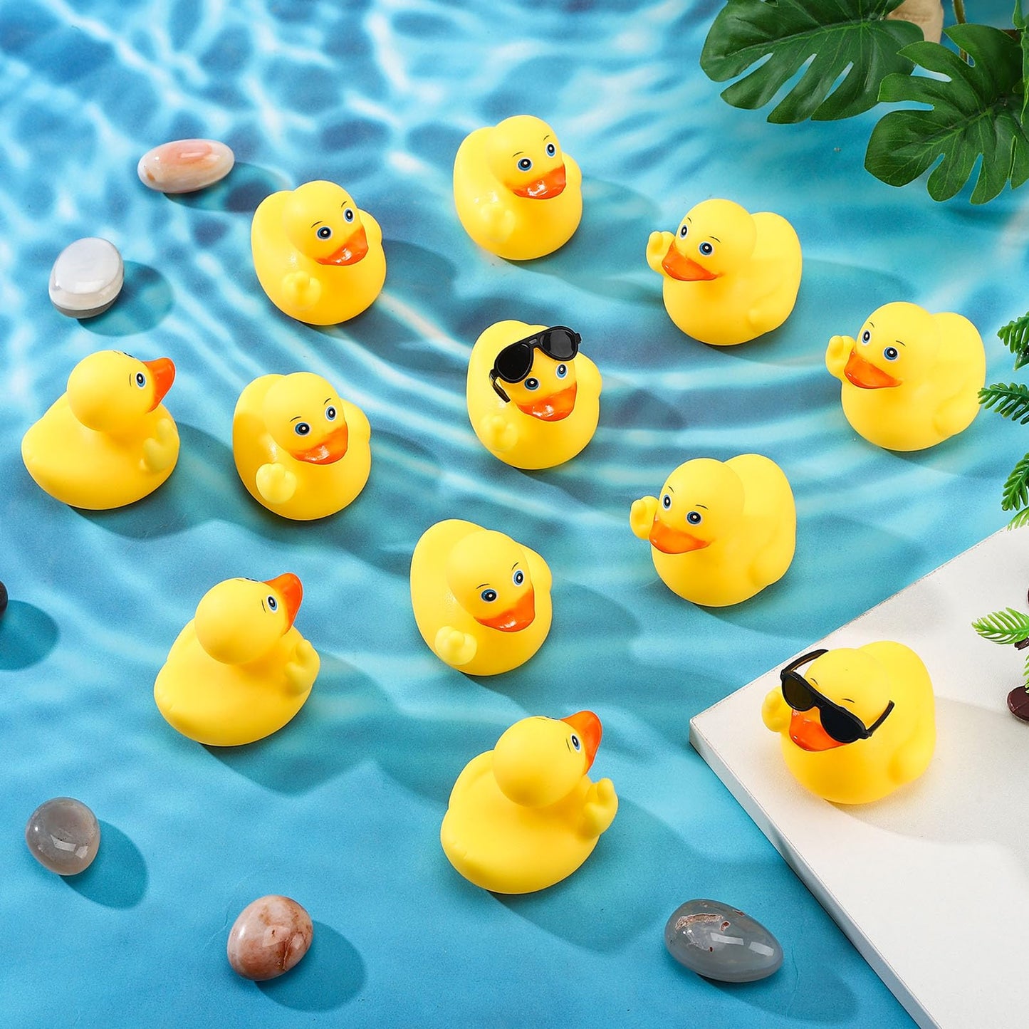 Fingertip Wd 50 Pcs Rubber Ducks With Sunglasses,Squeak Finger Duck Bath Toys,Funny Rubber Ducks Rubber Figurines Mini Ducks For