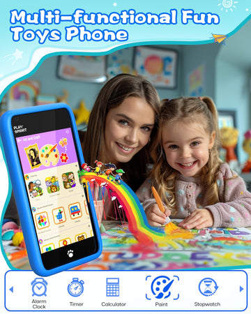 MOMILLA Kids Toys Smart Phone, 3.97'' Touchscreen Kids Phone,16GB Toddler Learning Toys with Games, Front Camera, Boys Girls Toy