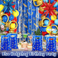 Faccito 40 Pcs Video Game Party Favors Bags Blue with Gold Ring Print Themed Goodie Bags Candy Snack Treat Plastic Supplies for