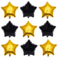 18 Inch Black Gold Star Shape Foil Balloon,10Pcs Mylar Helium Balloons Star Balloons For Party Decoration