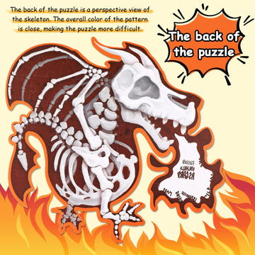 Has Floor Puzzles For Kids Ages 4-8, Fire-Breathing Dragon Shape Double-Sided Puzzle, 48 Piece Large Children Jigsaw Puzzle For