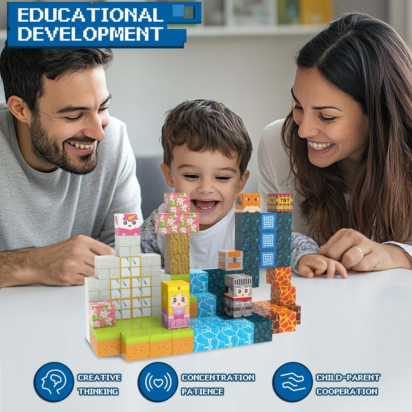 Dcwunk Magnetic Building Blocks - 150PCS Build Magnet World My Magic Portal Set, Toddler Toys STEM Montessori Sensory Toys for 3