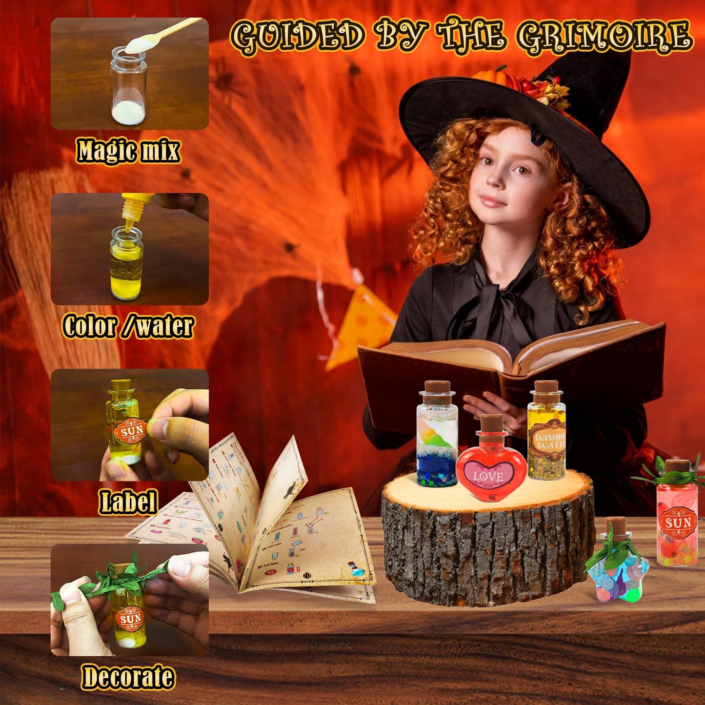 Rhybor Magic Potion Kit For Kids,Mix 22 Bottles Fairy Magic Potions,Mystery Potions Craft Kit,Christmas Halloween Decorations Birthday Gift Toys For Girl 6 7 8 9 10