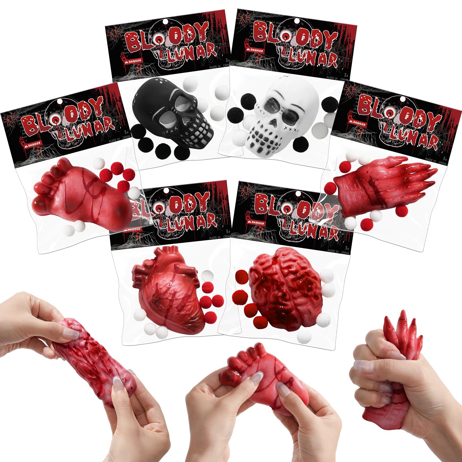 6PCS Halloween Squishy Kit, Squishys Fidget Toys for Kids, Halloween Fufu Squeeze Squishy Pack, Big Squishies Toys for Stress Re