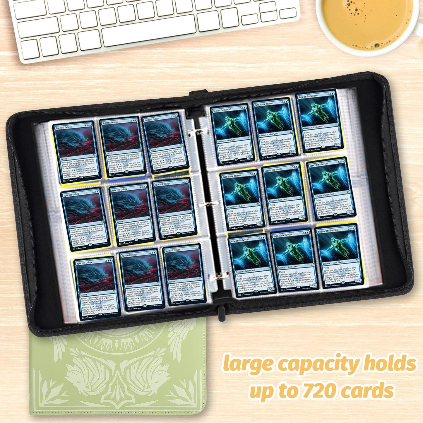 MTGPRO 9-Pocket Card Binder for MTG 720 Double Sided Pocket PU Trading Collection Binder enhanced Collector Card Album for MTG TCG Yugioh Game Cards (Yellow)