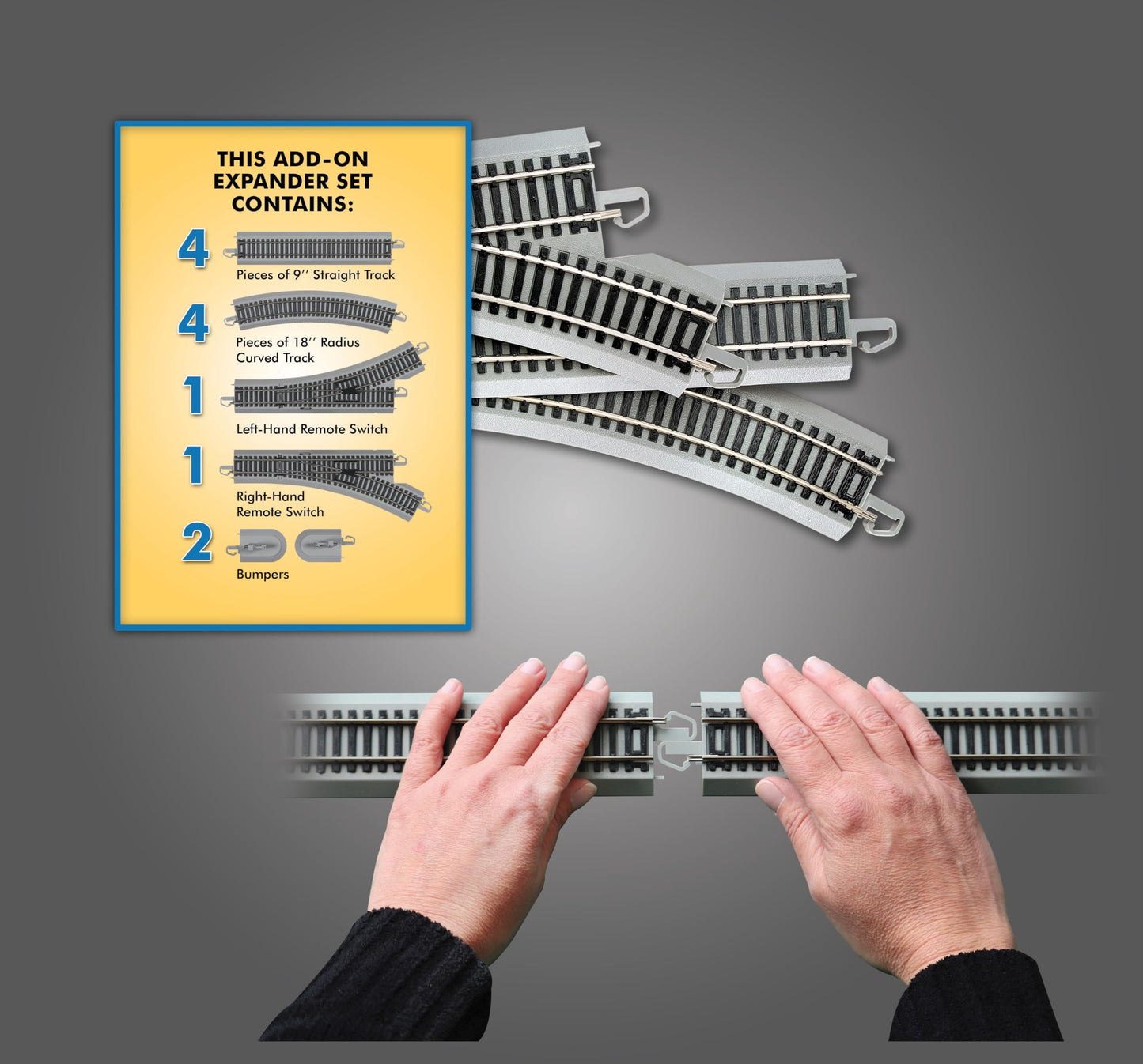 Bachmann Trains SnapFit EZ TRACK LAYOUT EXPANDER SET NICKEL SILVER Rail With Grey Roadbed HO Scale, Medium