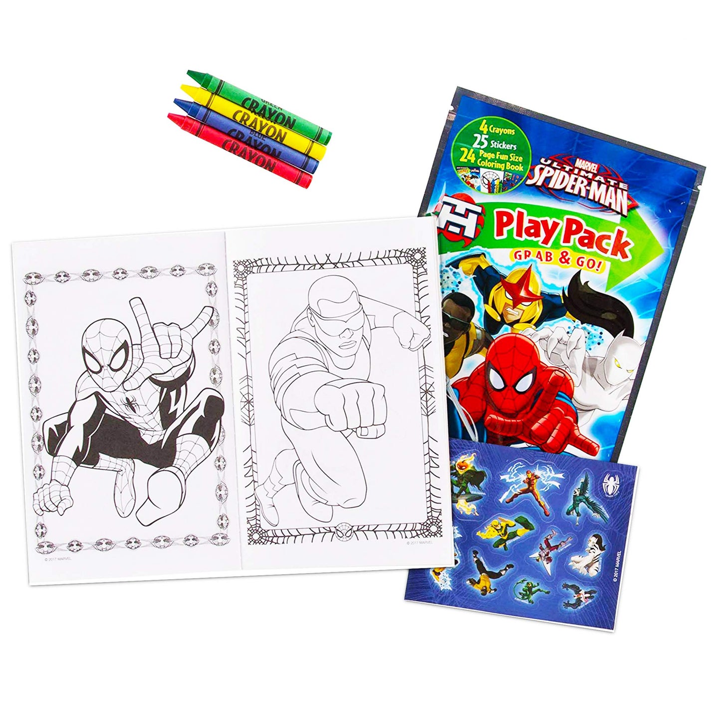 Marvel Spiderman Ultimate Party Favors Packs -- 6 Sets with Stickers, Coloring Books and Crayons (Spider-Man Party Supplies)