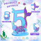 Mermaid Birthday Number Sign Centerpiece for Girls Wooden Mermaid Party Number Table Sign Decoration Supplies for Birthday Anniv