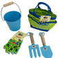Tierra Garden Little Pals Kids Junior Garden Kit With Hand Trowel, Hand Fork, Gloves And Bucket. Blue/Green