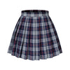 Girl'S School Uniform Plaid Pleated Costumes Skirts (M, Dark Blue Mixed White)