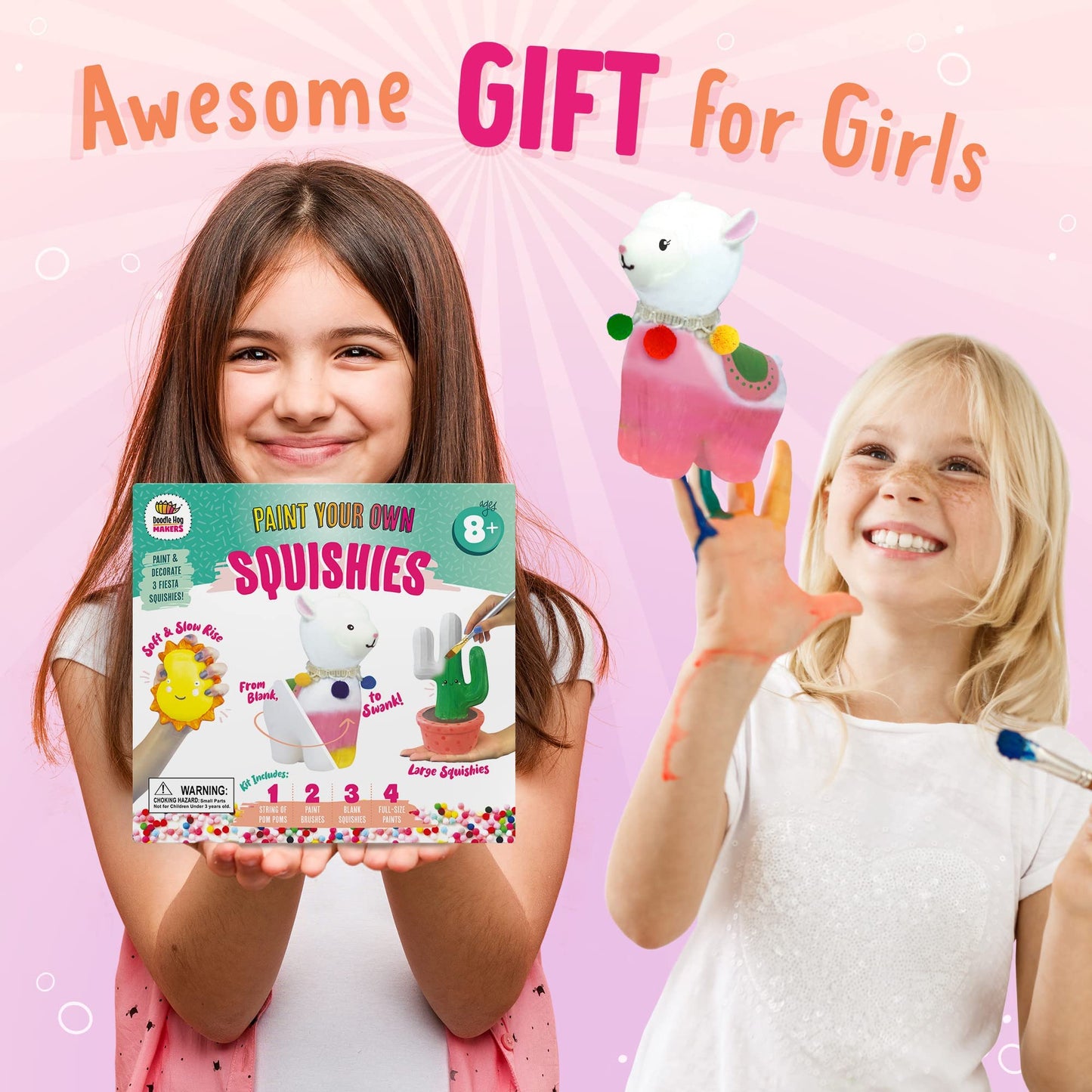 Doodle Hog Alpaca Squishy Paint Set For Kids Ages 8-12, Alpaca Diy Kits, Gifts For Girls 8-10, Arts And Crafts For Kids, Paint Your Own Squishies Kit