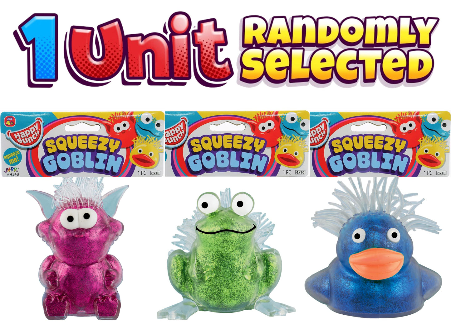 JA-RU Squeeze Goblins Squishy Glitter Animal (1 Goblin Assorted) Mini Sensory Squish Toys for Kids & mature-themed  Boys & Girls. Stress Relief Fidget Balls. Bulk Party Favors Classroom Prizes. 4348-1