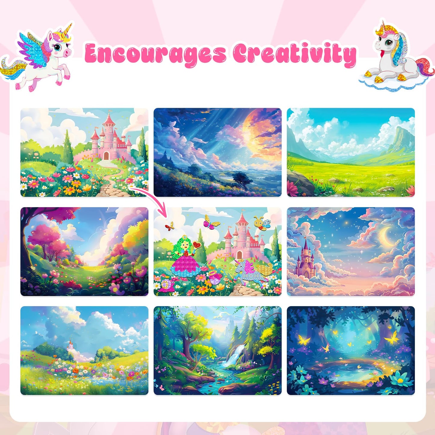 homicozy Art & Craft Activity for Kids-Foil Fun Unicorn & Princesses,No Mess Art Crafts for Girls,DIY Foil Foam Stickers,Creativ