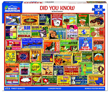White Mountain Did You Know Fun 1000 Piece Puzzle For Adults Vintage Collage Jigsaw Puzzles For Seniors