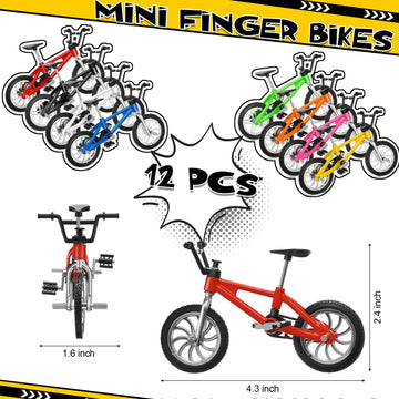Gejoy 12 Pieces Finger Bikes Mini Bmx Bike Mini Bicycle Toy Miniature Bike Figurine For Kids Adults Christmas Birthday Party Gifts Collections Decoration(Cute Color)