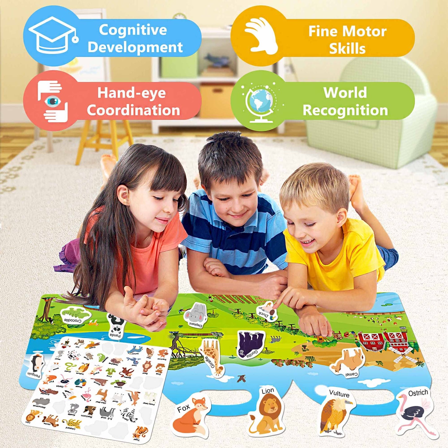 Igetooy Reusable Sticker Books For Toddlers 1-3, Stickers For Toddlers 2-4 Years, Animal Stickers For Kids, Airplane Travel Essentials Kids For Toddlers 1-3