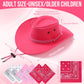 Zhanmai 12 Pcs Cowboy Hat and Bandana Cowboy Cowgirl Hats Bulk Western Party Costume Halloween Accessory (Pink Mix Color,Polyest