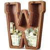 Customized Name Large Wooden Piggy Bank For Kids Boys Girls Alphabets Letter A-Z Coins Bills Money Change Bank Box Initial On Clear Cover (Laser Engraved) (Alphabet-W, Initial-12)