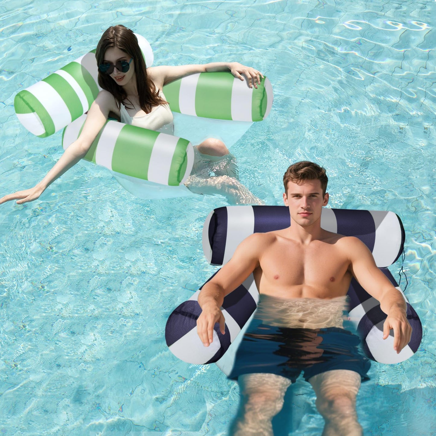 Extra Large Inflatable Pool Floats for mature-themeds - Oversized Floating Lounger Hck with Soft Fabric Cover & Mesh Bottom  Sofa-Style Water Chair for Pool  Beach & Vacation Relaxation