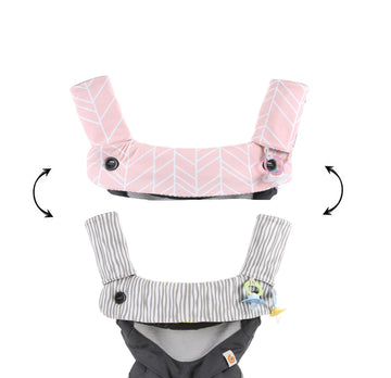 enhanced Drool and Teething Reversible Cotton Pad | Fits Ergobaby Four Position 360 + Most Baby Carrier | Pink Herringbone Design | Hypoallergenic | Great Baby Girl Shower Gift by Mila Millie