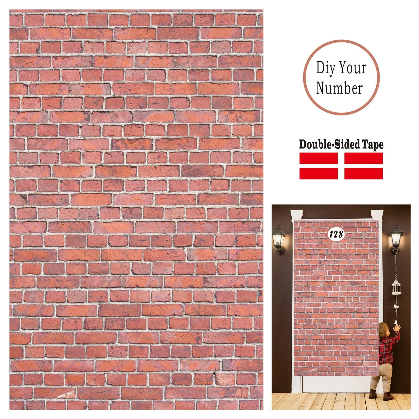 Brick Wall Backdrop,78.7x 49.2 Inch Door Curtain, Wizard Birthday Party Supplies, Halloween Christmas Themed Party Decorations,W