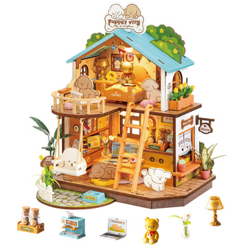 Robotime Diy Miniature House Kit, Mini Wooden Dollhouse Diorama Model, Tiny House Building Kits,Birthday Christmas Craft Hobbies