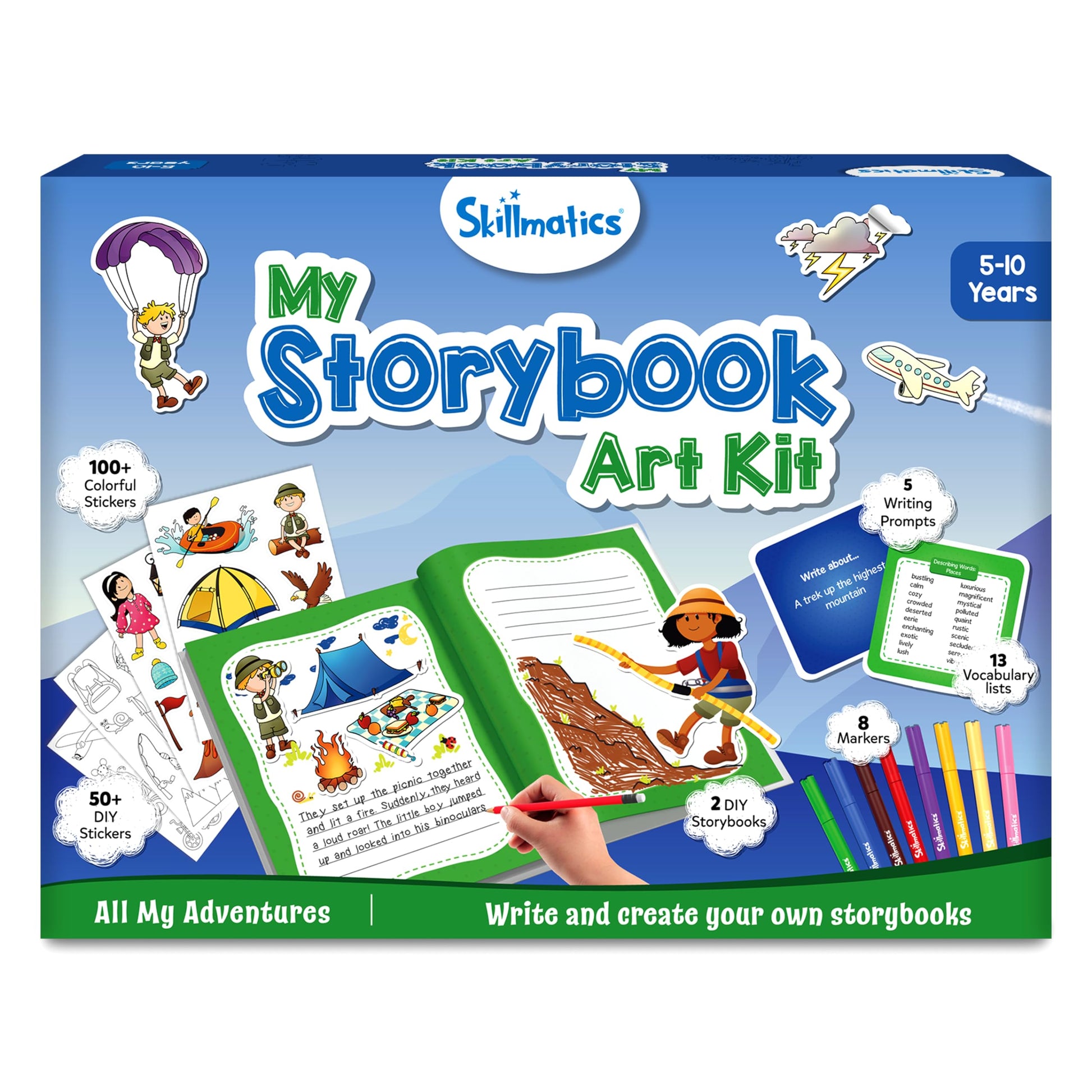 Skillmatics Storybook Art Kit - All My Adventures Art Kit For Kids, Write & Create Adventure Stories, Creative Activity For Boys & Girls, Diy Kit, 300+ Stickers, Gifts For Ages 5, 6, 7, 8, 9, 10