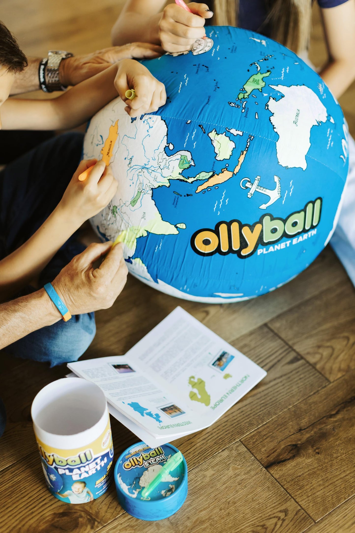 Ollyball Planet Earth 22'' Mega With 150 Colorable Countries And 24-Page Lesson Plan Steam And Stem Accredited Indoor And Outdoo