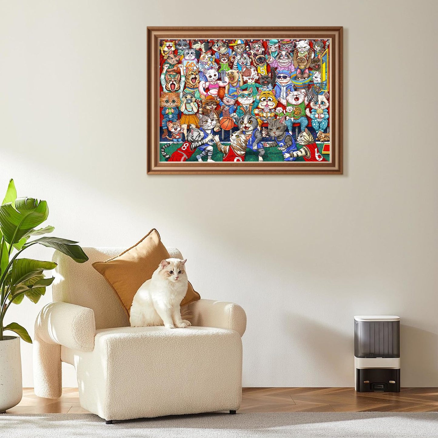 Puzzles for Adults 1000 Pieces, Cat Basketball Fun Jigsaw Puzzles Challenging Game, Puzzles Interlock Perfectly No Dust, for Hou