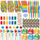 Keleno 76 Pcs Building Block Birthday Party Favors Supplies Invisible Ink Pen Notebook Straw Box Goodie Bag Stuffer Kids Boys To