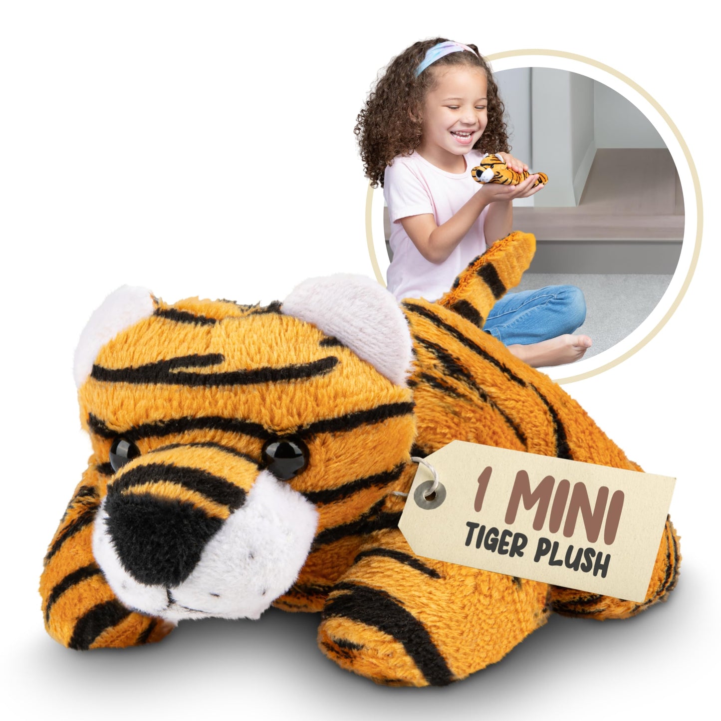 Forest & Twelfth 4' Stuffed Tiger, Single Mini Stuffed Animal Plush Toy For Kids, Jungle Party Favors And Goody Bags, Classroom Treasure Box Prizes, Stocking Stuffers (Tiger)