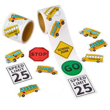 Playbees School Bus Stickers - 200 Pack School Bus Theme Designs - Kids' Educational Decor, Arts And Crafts, Back To School, Tea