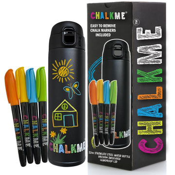Chalkme Kids Craft Water Bottle - 12Oz Stainless Steel, Decorate Your Own Water Bottle, Diy Toy Gifts, Art & Craft Kit For Girls