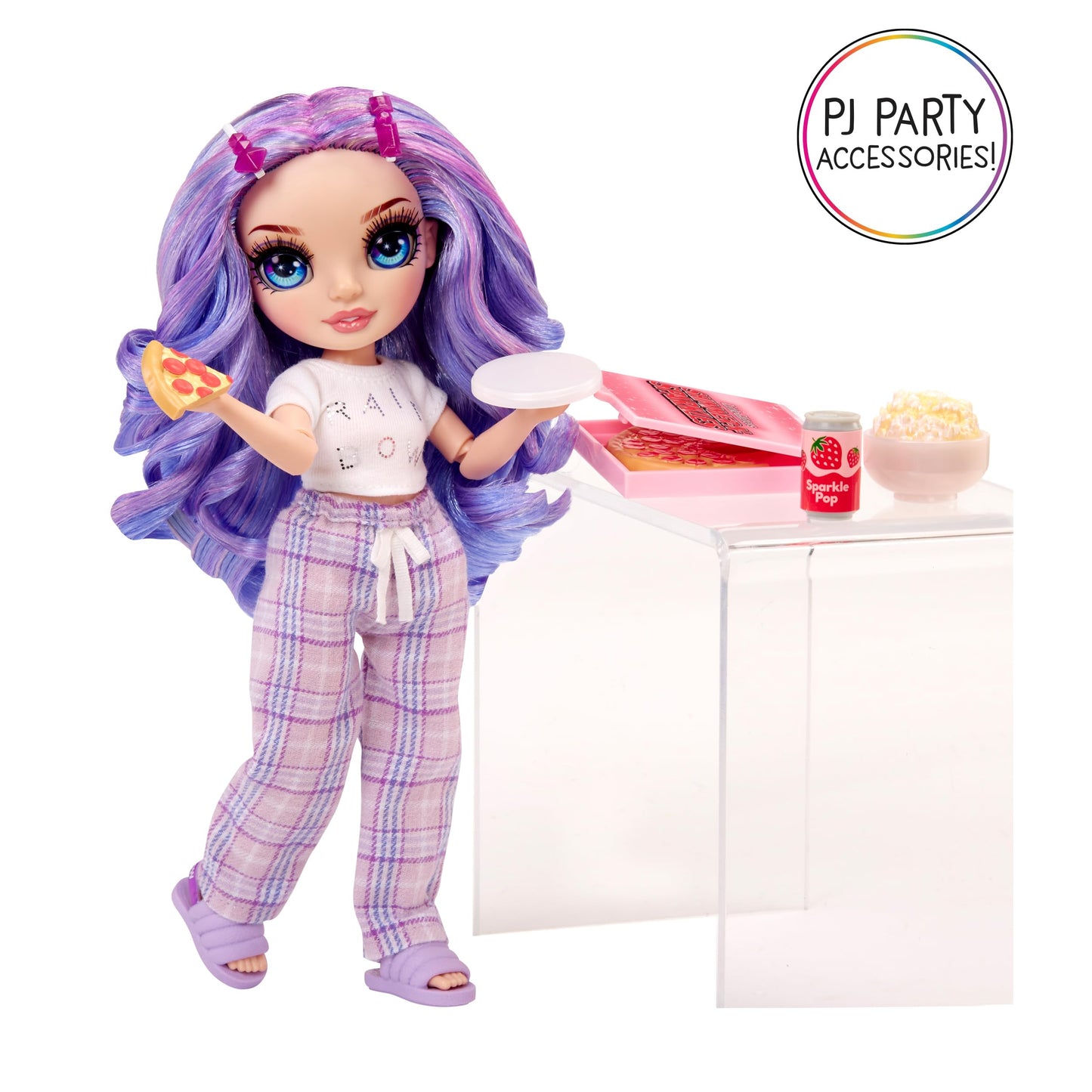 Rainbow High Jr High Pj Party - Violet, Purple 9' Posable Fashion Doll With Soft Onesie, Slippers, Fun Play Accessories, Great Toy Gift For Girls Kids Ages 4-12 Years