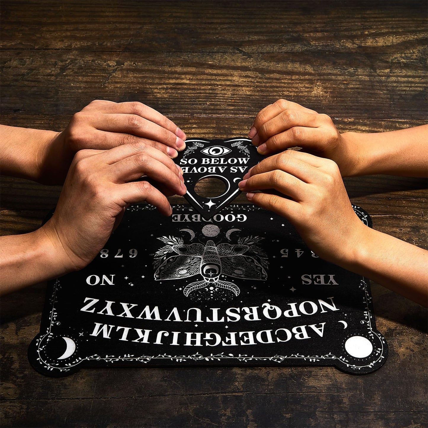 Pendulum Dowsing Divination Board Set Black Wooden Talking Board With Planchette Accessories For Teens Adults Birthday Party And Family Gatherings Games Supplies (Moth Style)