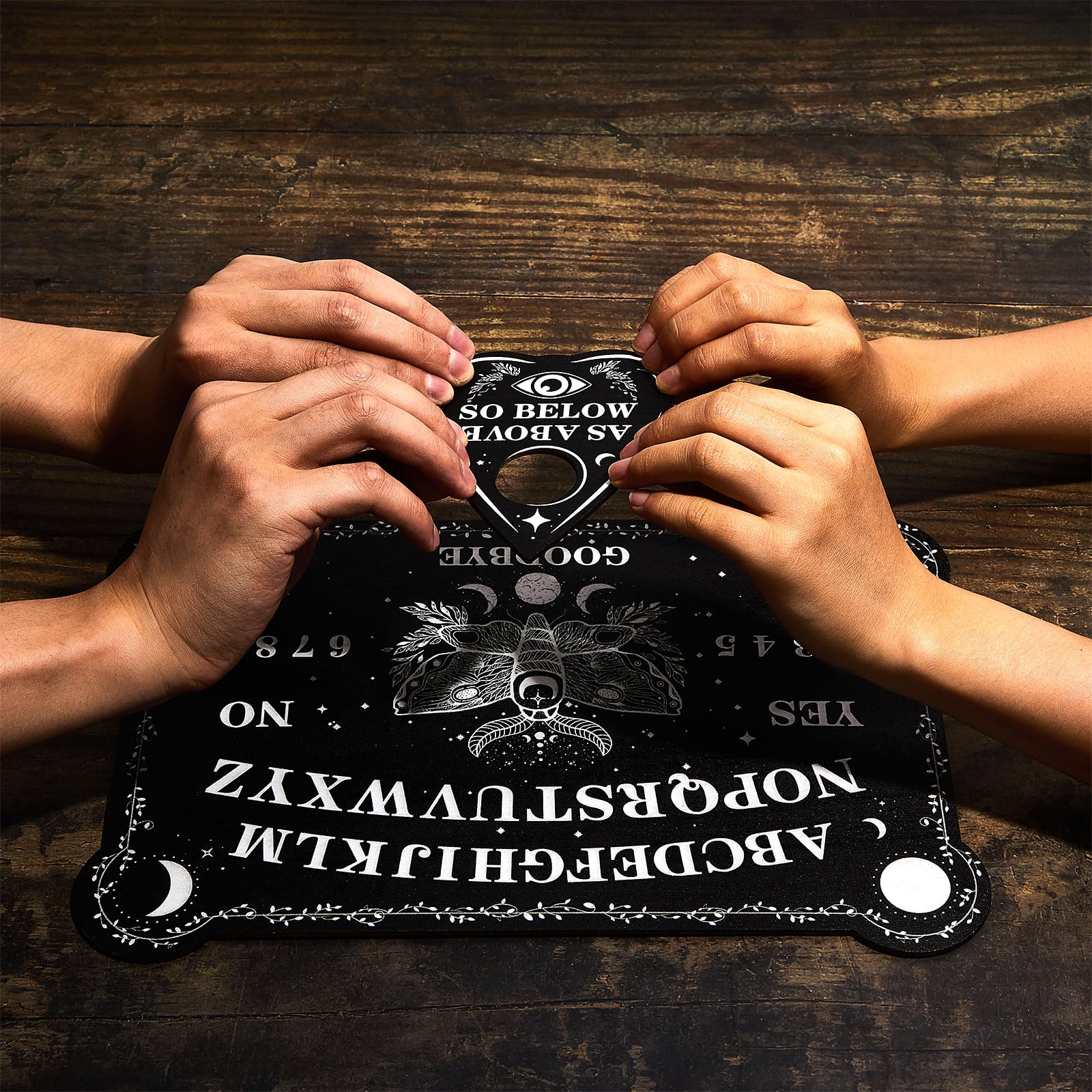 Pendulum Dowsing Divination Board Set Black Wooden Talking Board With Planchette Accessories For Teens Adults Birthday Party And Family Gatherings Games Supplies (Moth Style)