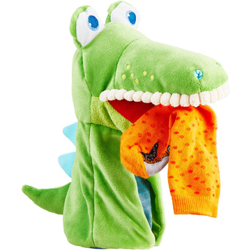 Haba Hand Puppet - Eat It Up Croco Interactive Puppet Show Toy With Belly Bag For Storytelling, Toddler Activities, Speech Therapy Toys And Pretend Play For 18 Months And Up