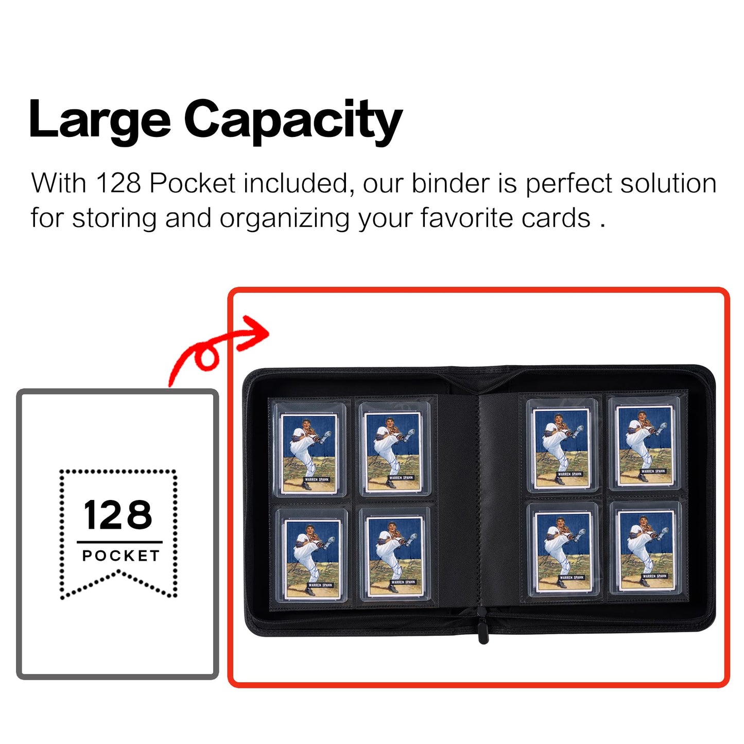 Toploader Binder  Holds 128 Top Loaders - 4 Pocket Top Loader Binder for 3 x 4 Rigid Card Holders for Trading Cards or Sports Cards  Model A - Navy Blue