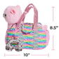 Little Jupiter Pet Plush Set With Purse W/Reversible Sequins & Charm - Stuffed Animal Toy For Kids Ages 4-7 - Stuffed Animal Purse - Stuffed Animals For Girls - (Pink Llama)