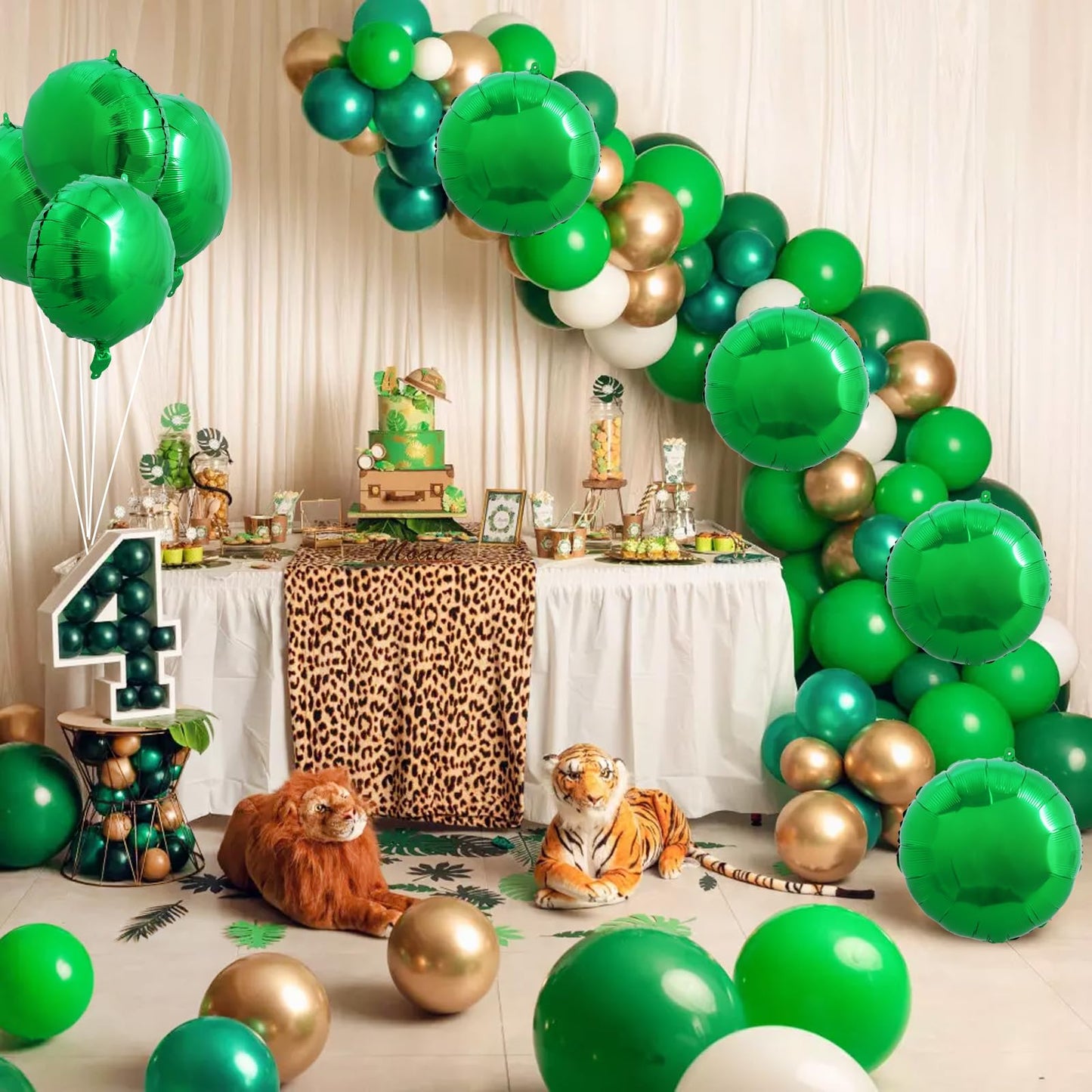 TONIFUL 30Pcs 18 Inch Round Balloons Large Green Round Shape Foil Balloons Big Green Round Helium Mylar Decorations for Birthday