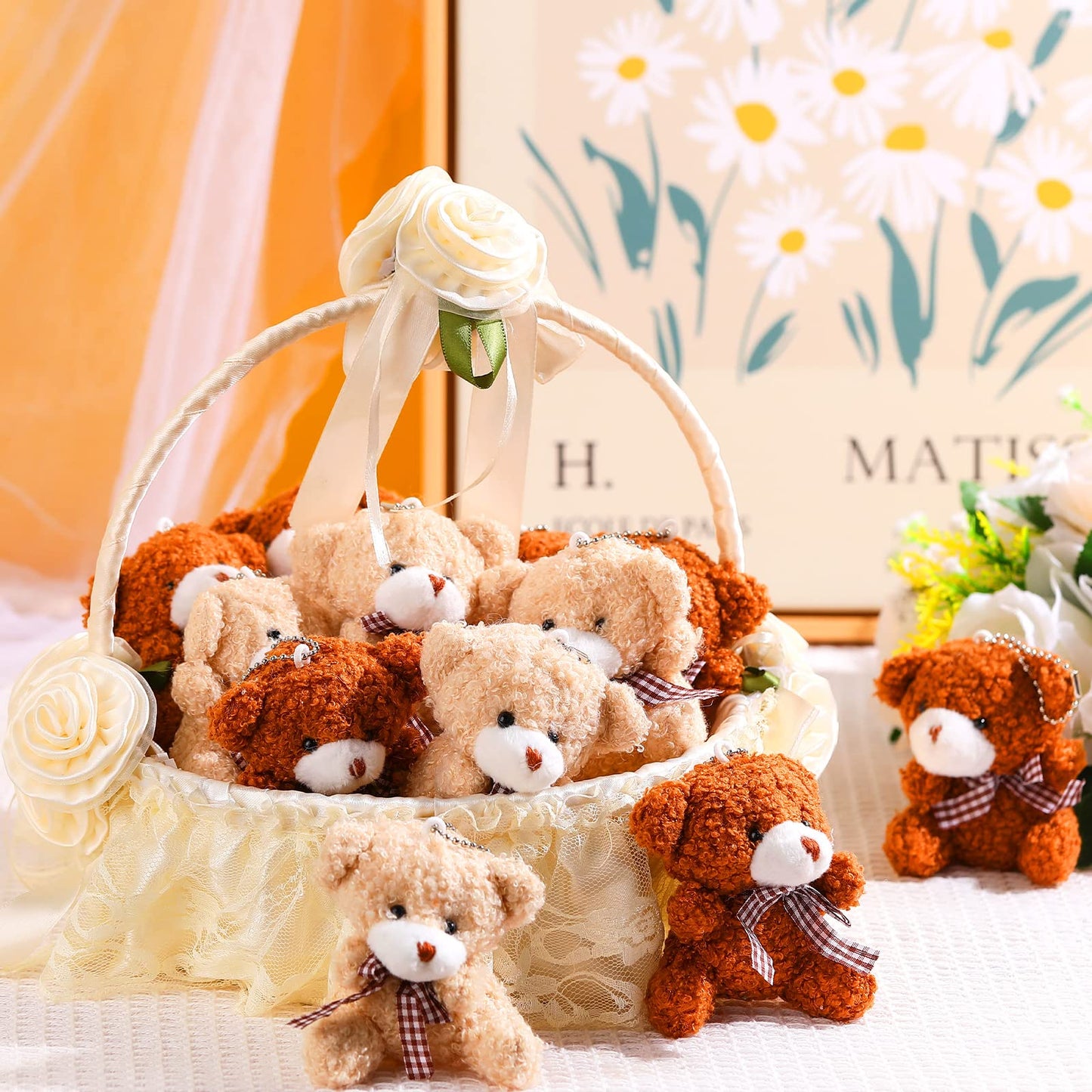60 Pieces Mini Plush Bear Toys Bulk Soft Tiny Stuffed Bunny Doll Small Bear Animal Toys For Diy Keychain Gifts Thanksgiving Birt