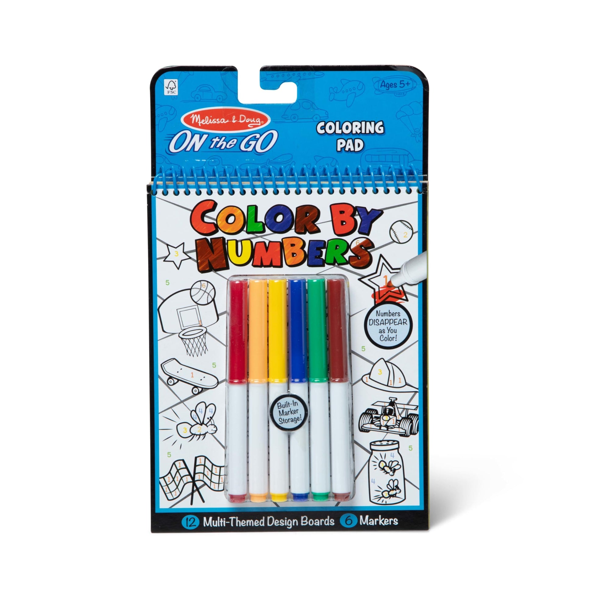 Melissa & Doug On the Go Color by Numbers Kids Design Boards: Playtime, Construction, Sports, and More - Party Favors, Stocking