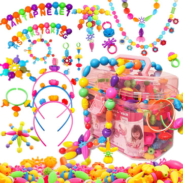 Arthopt Pop Beads, Jewelry Making Kit with 700+pcs DIY Beads, Arts and Crafts for Kids 3 4 5 6 7 8 Years Old, Snap Beads Bracele