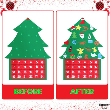 Katchon, Felt Christmas Tree For Kids Wall - Pack Of 25, Diy | Christmas Advent Calendar | Felt Christmas Tree Advent Calendar, Christmas Countdown Calendar For Kids | Christmas Party Favors For Kids