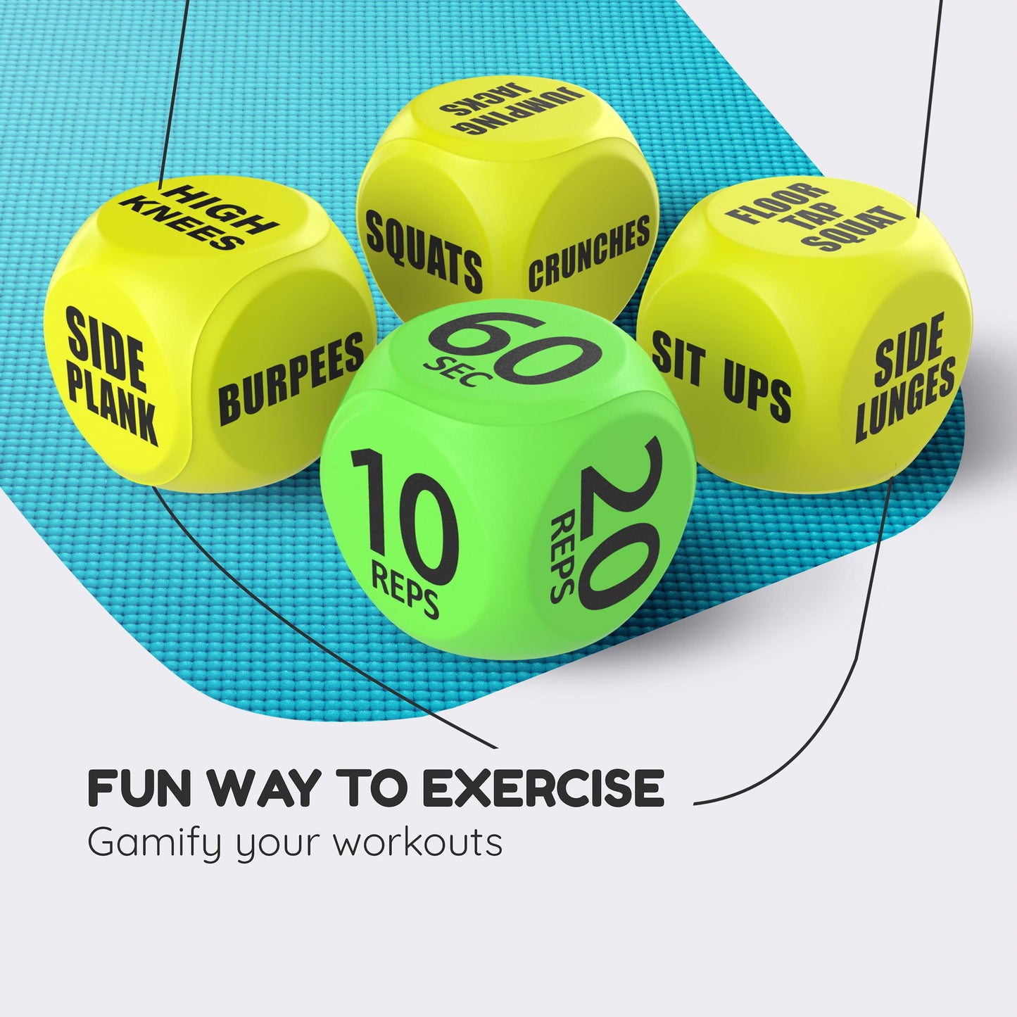 Skywin Workout Dice - 1 Pack, Yellow, Fun Exercise Dice for Solo or Group Classes, 6-Sided Foam Fitness Dice Great Dynamic Exerc