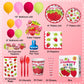 All-In-One 357 Pc Strawberry Party Decorations (Serves 24) Strawberry Party Supplies With Plates, Cups, Napkins, Tablecloth, Bal