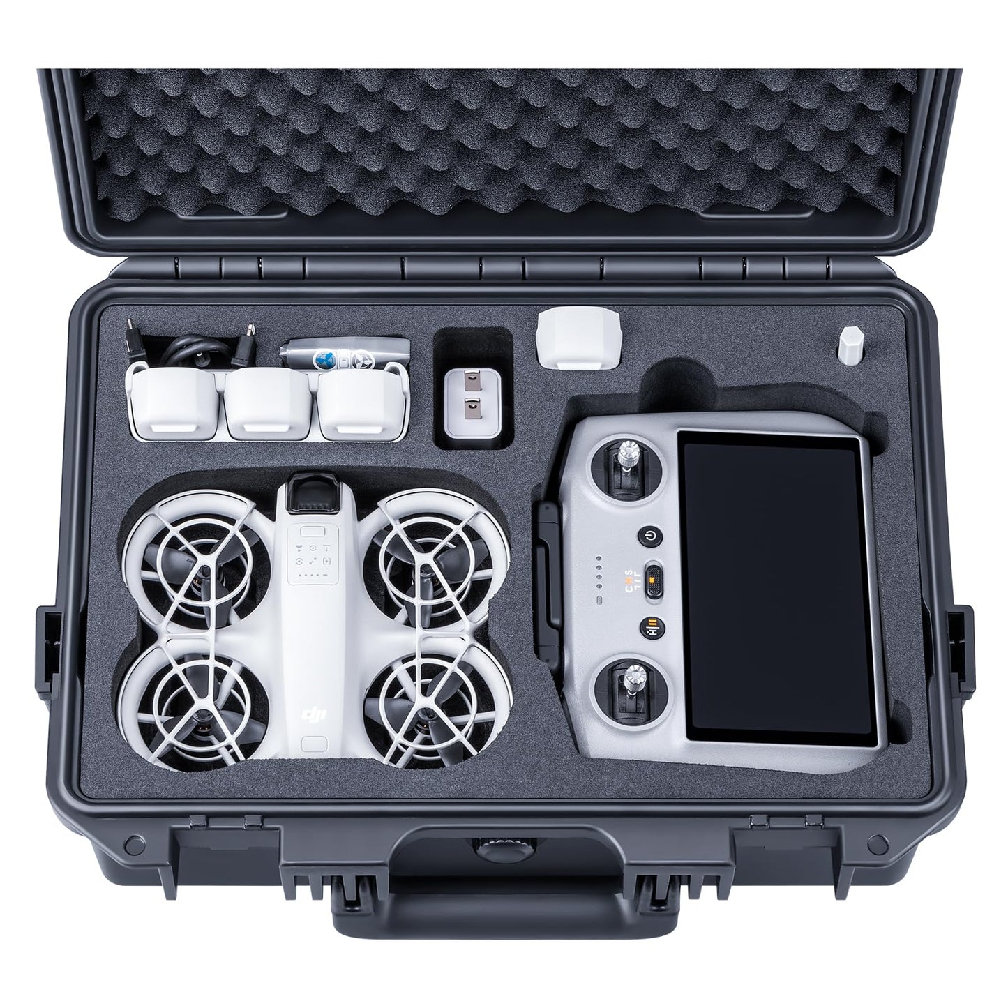 Lykus Titan N110 Waterproof Hard Case for DJI Neo Combo - Black, Polypropylene, Supports Up to 7 Batteries, Model DCP-N110-BLK