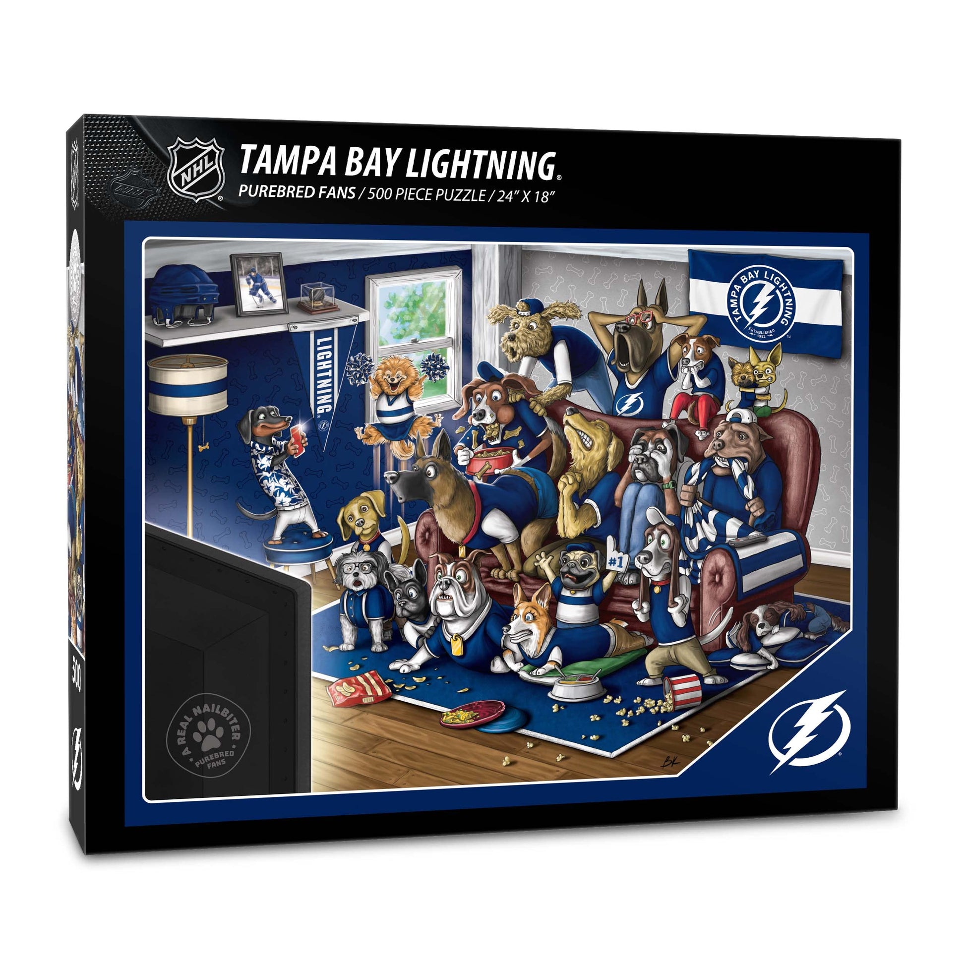 YouTheFan unisex mature-themed Tampa Bay Lightning Purebred Fans 500pc Puzzle A Real Nailbiter   Team Colors  500 Piece US