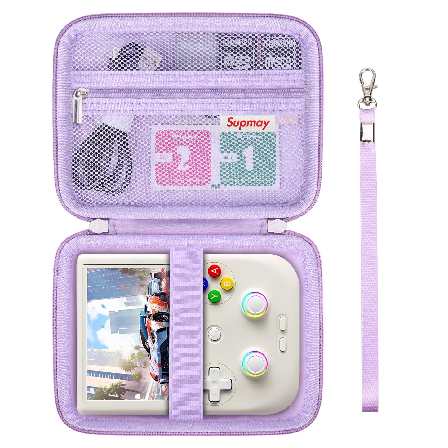Supmay Hard Carrying Case for RG406V/ RG405V Handheld Game Console  Retro Game Protective Case with Zipper Mesh Pocket for SD Card  USB Charging Cable  User Manual  Purple
