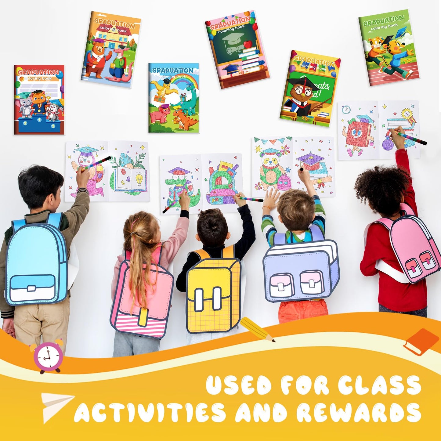 BenLouis 12 Kindergarten Graduation Mini Coloring Books Kids with 12 Stacking Crayons Preschool Classroom Party Favors Small Act